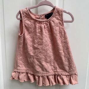 Cynthia Rowley 4T Girls Pink Eyelet Ruffle Sleeveless Blouse Shirt Top